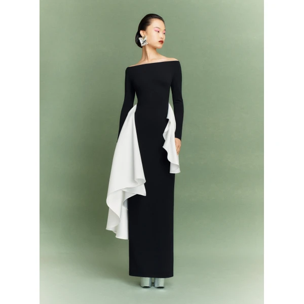Solace London Black The Kiana Maxi Dress in Black and Cream