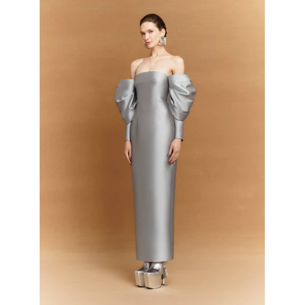 Solace London Gray The Laylah Maxi Dress in Pewter