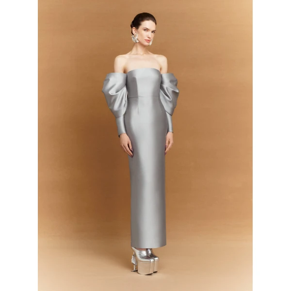 Solace London Gray The Laylah Maxi Dress in Pewter