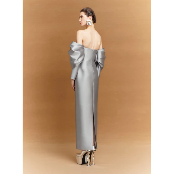 Solace London Gray The Laylah Maxi Dress in Pewter