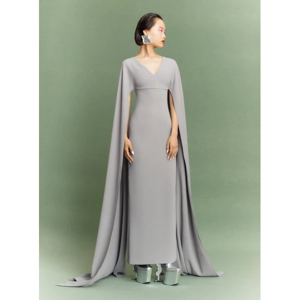 Solace London Gray The Morgan Maxi Dress in Pewter