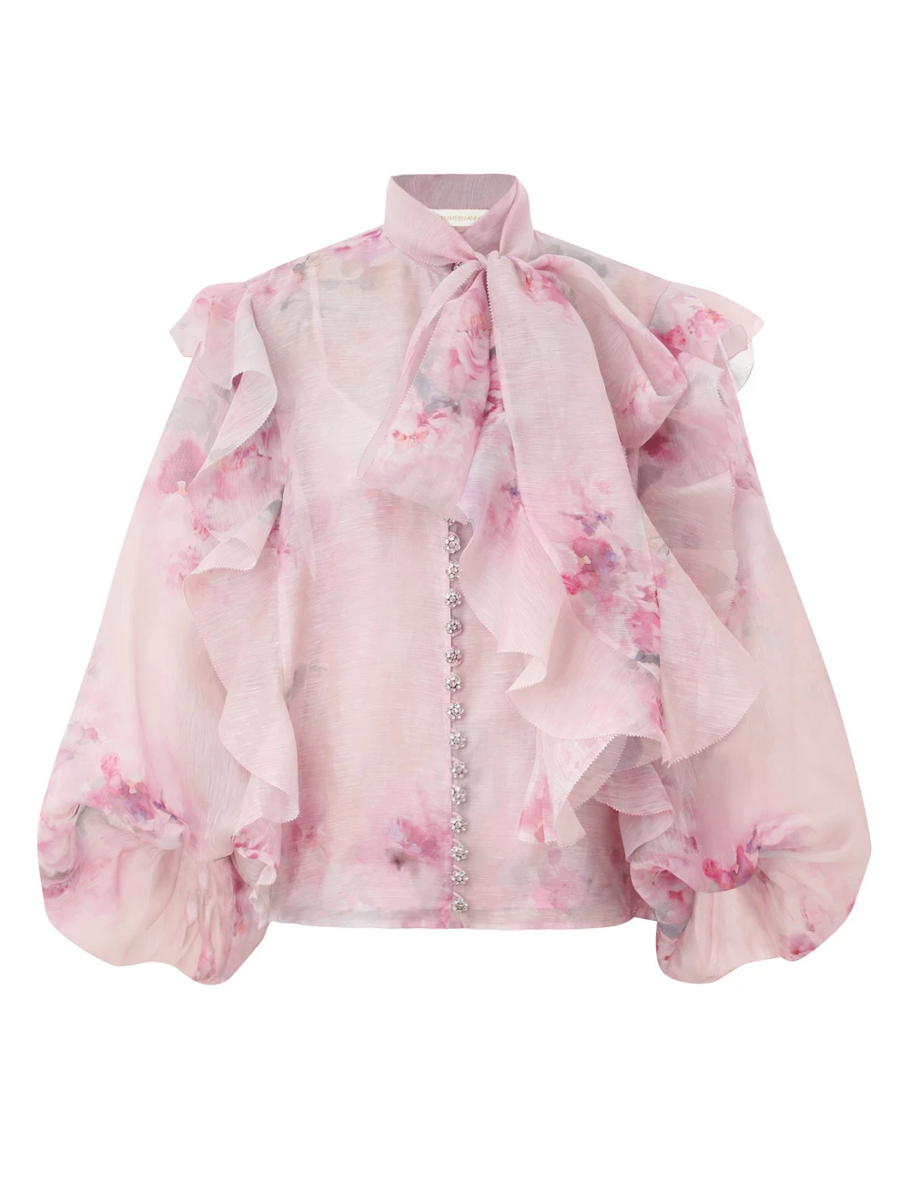 Zimmermann Crush Tie Neck Ruffle Blouse Zimmermann dress