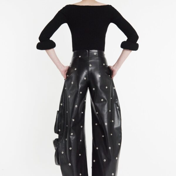 Awake Mode Faux Leather Stud Trouser With Snap-On Pockets Black, view 3