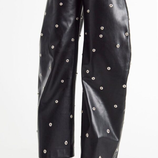 Awake Mode Faux Leather Stud Trouser With Snap-On Pockets Black, view 6