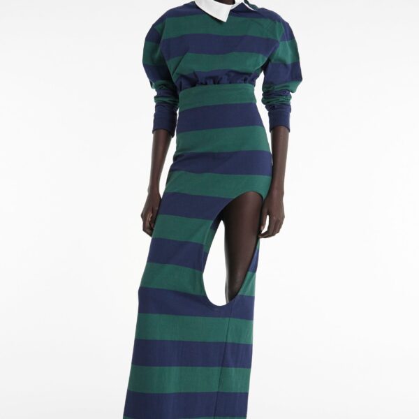 Awake Mode Pencil Skirt With Cut Out Emerald Green Navy, view 2