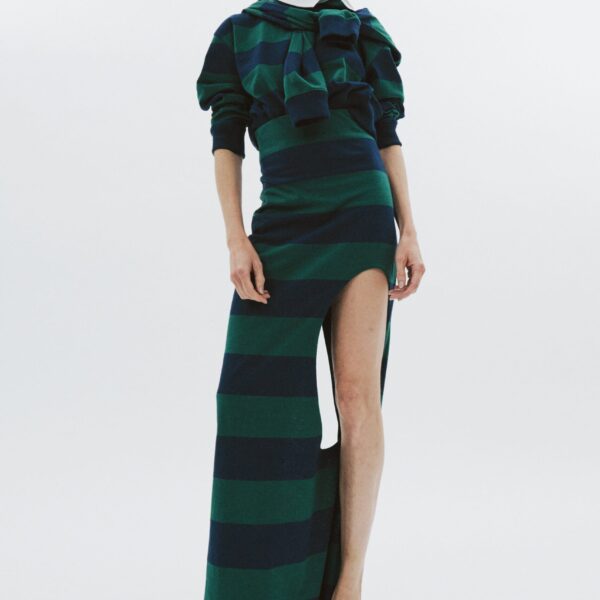 Awake Mode Pencil Skirt With Cut Out Emerald Green Navy, view 10