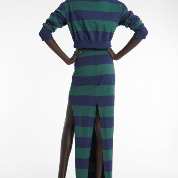 Awake Mode Pencil Skirt With Cut Out Emerald Green Navy, view 6