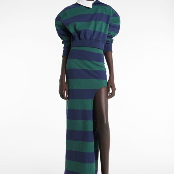 Awake Mode Pencil Skirt With Cut Out Emerald Green Navy, view 7