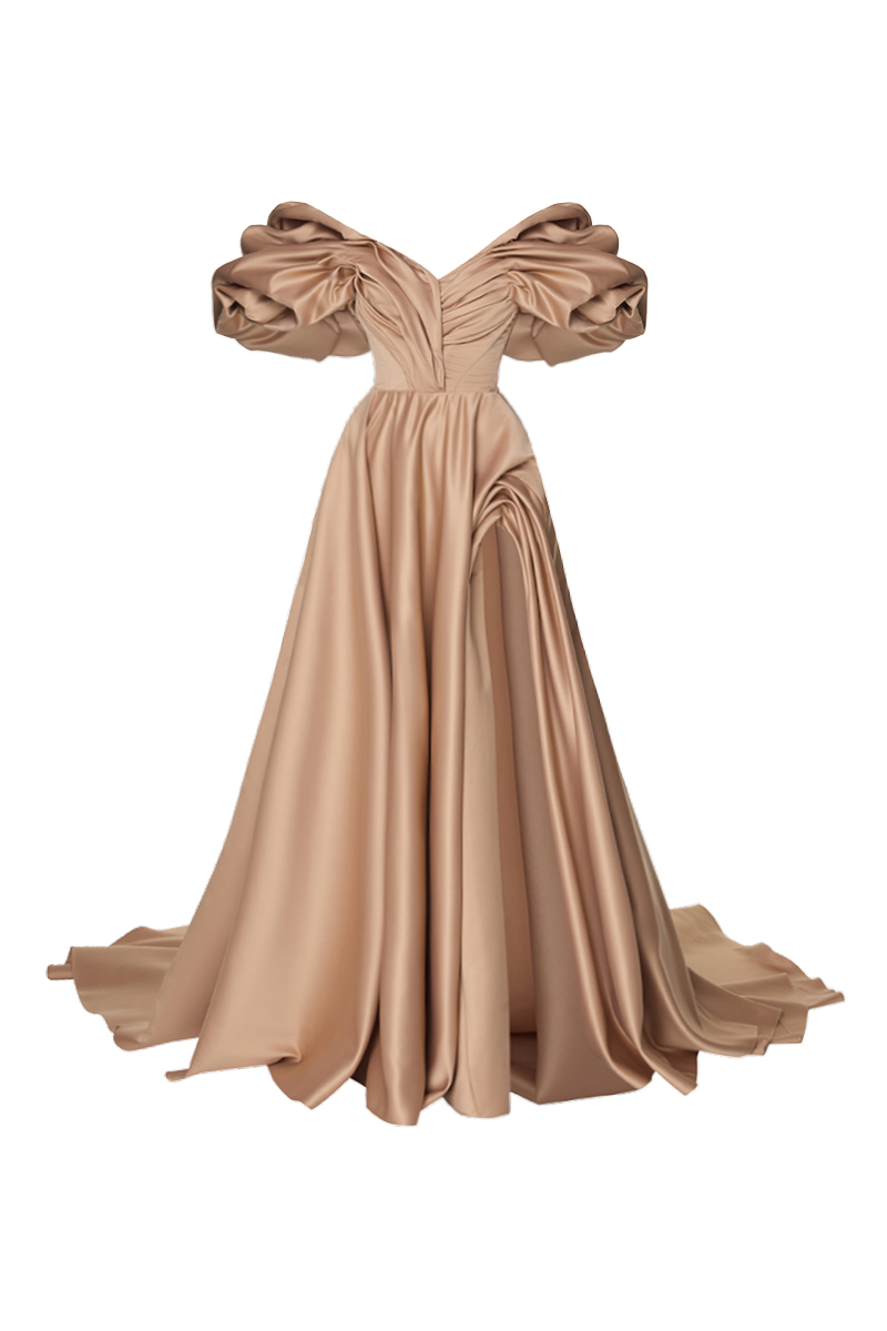 Monetre Volume sculpted dress in caramel