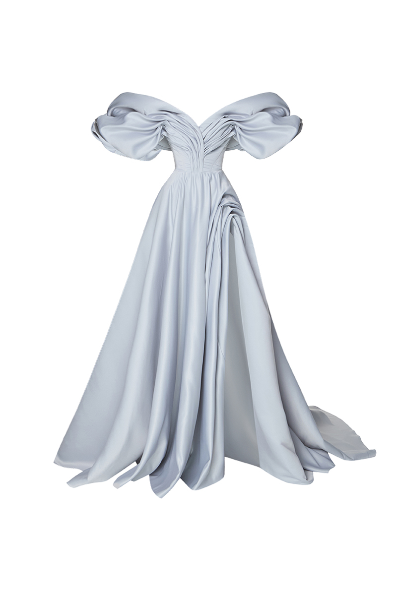 Monetre Volume sculpted dress in grey blue