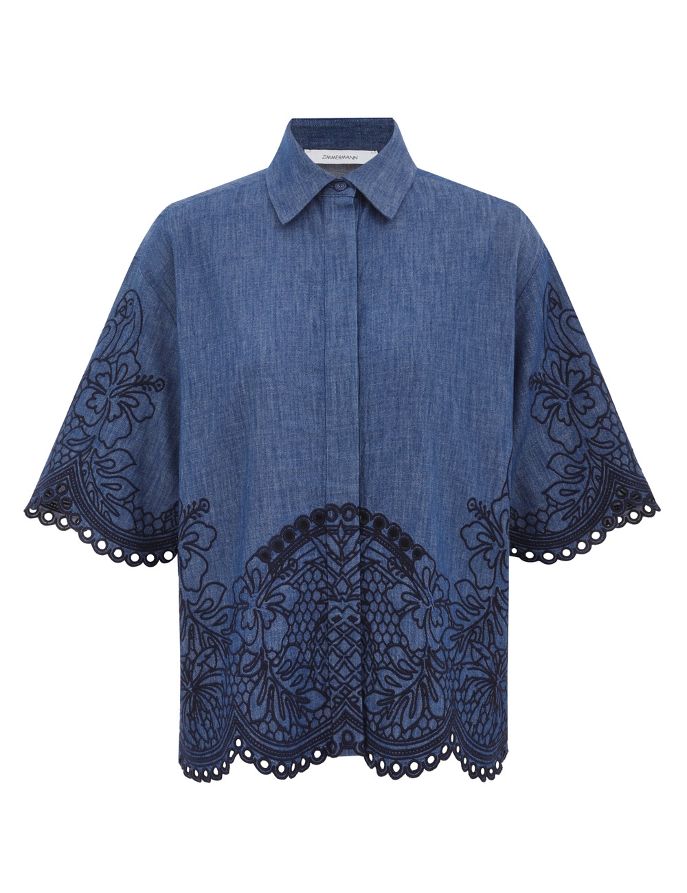 Zimmermann Coco Embroidered Denim Shirt