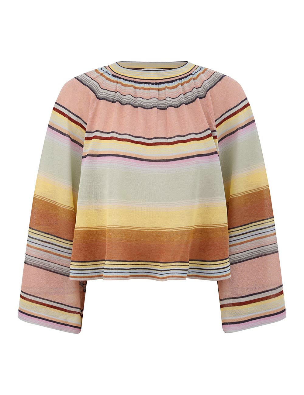 Zimmermann Coco Stripe Bell Sleeve Top