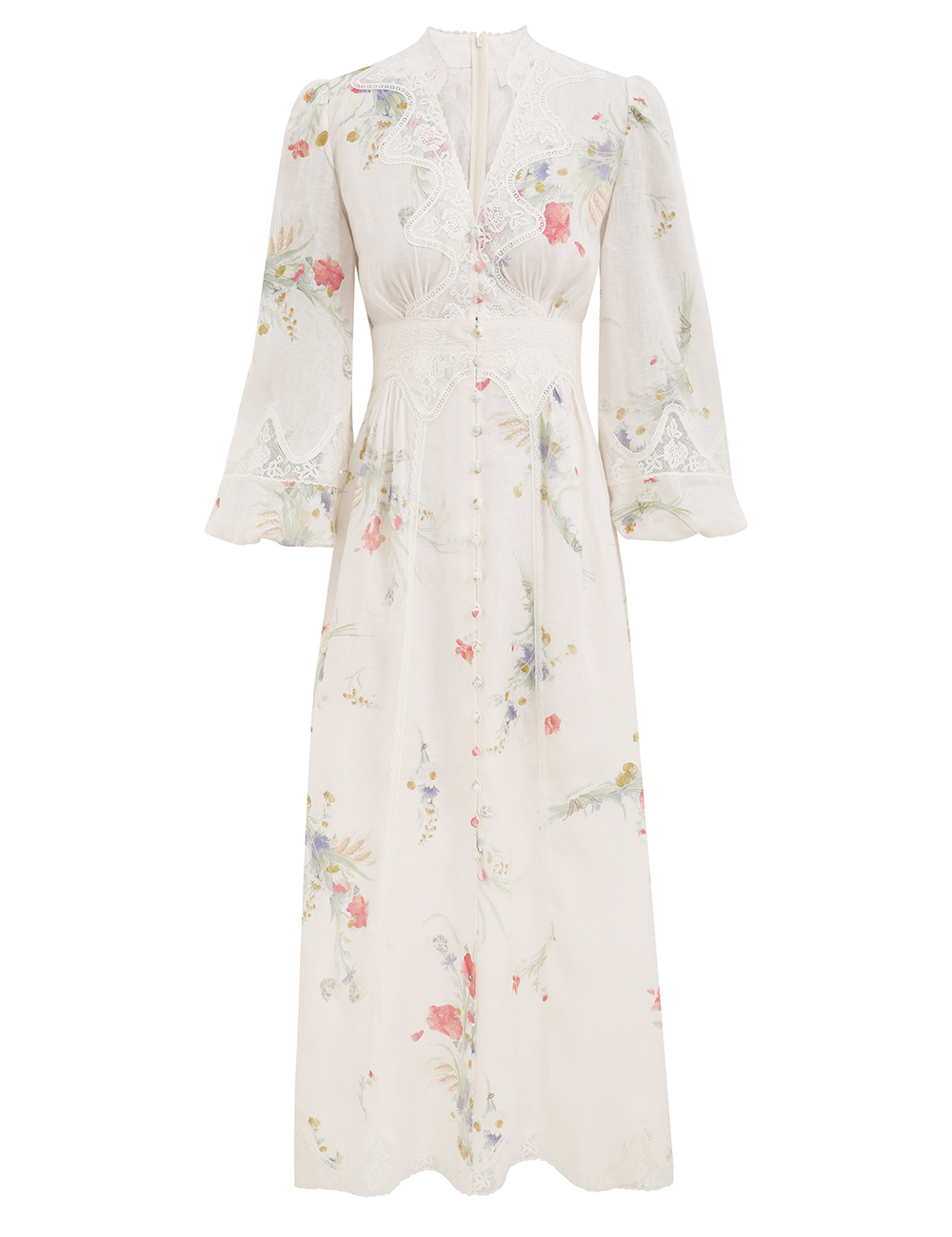 Zimmermann Lucky Lace Plunge Midi Dress