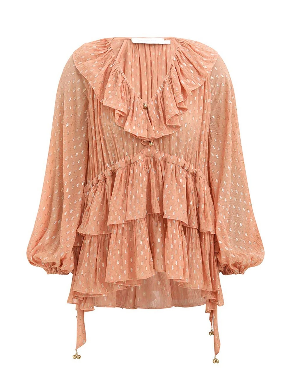 Zimmermann Rhiannon Metallic Frill Top Zimmermann dress
