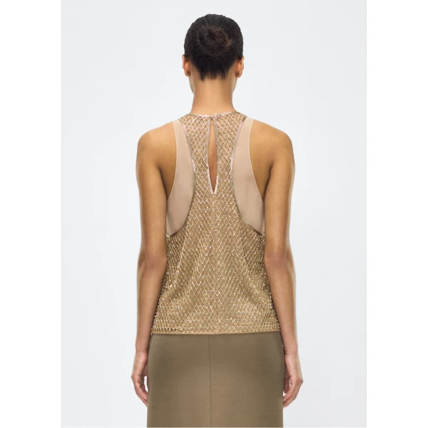 P25 collection: The Fable Top in beaded tulle features intricate glass beading