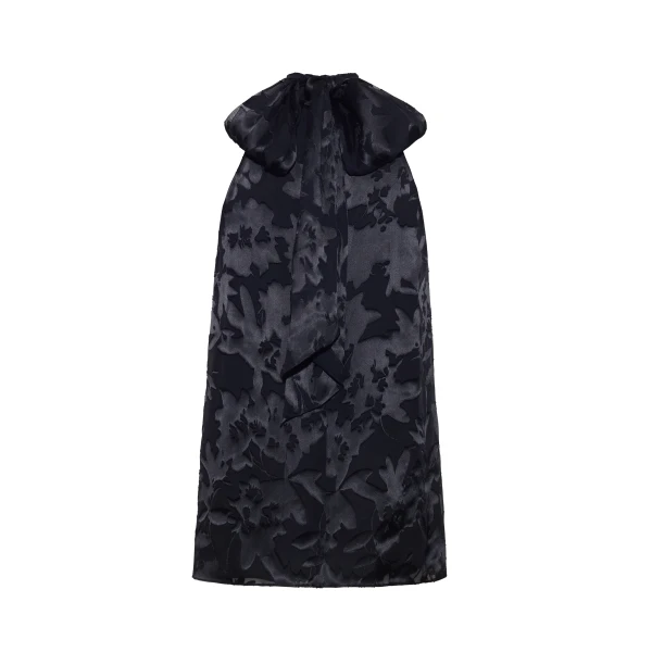 and features an intricate floral design. The classic black hue enhances the rich texture