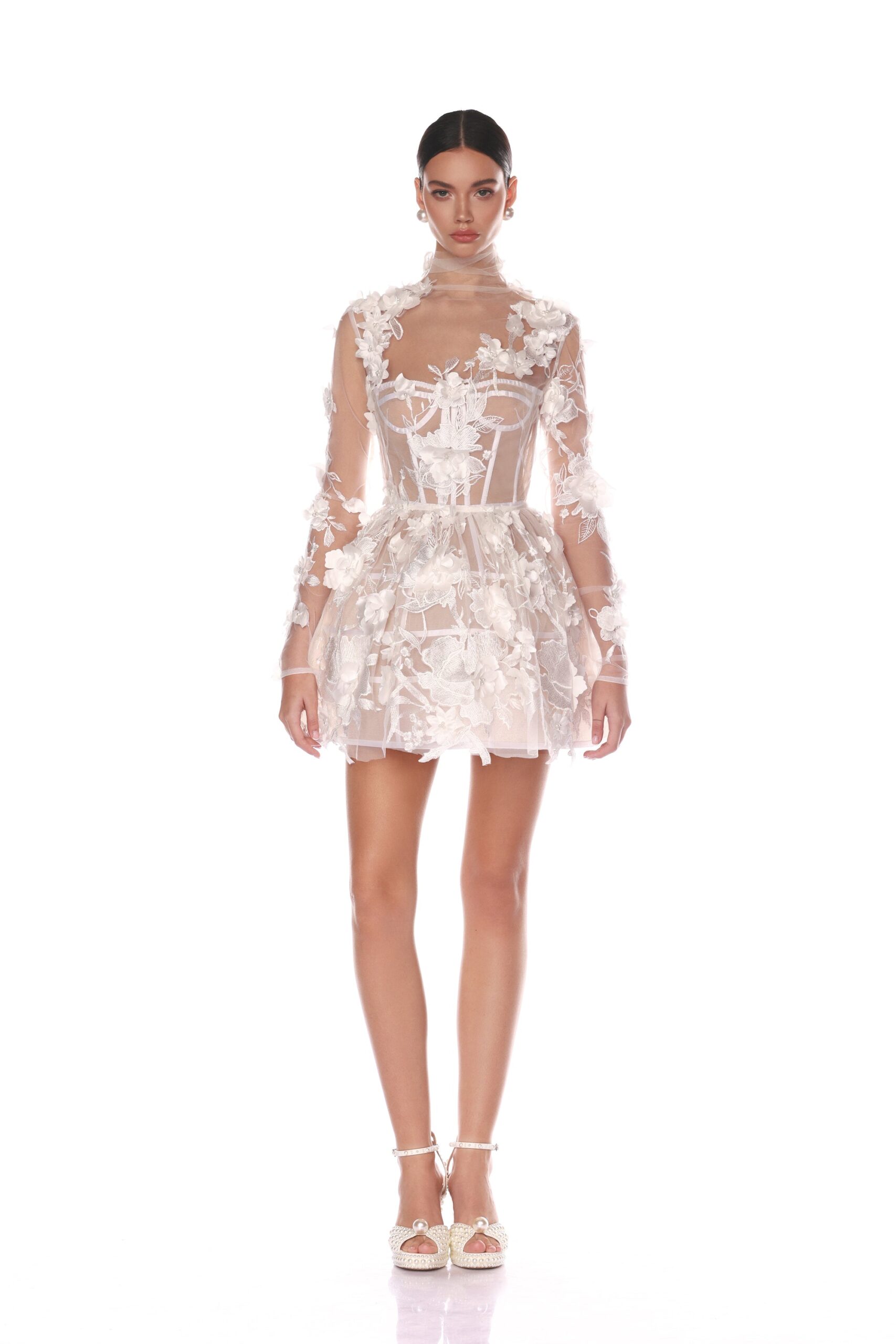 Bronx and Banco Multicolour Anastasia Floral Long Sleeve Mini Dress  a harmonious blend of structured elegance and timeless sophistication