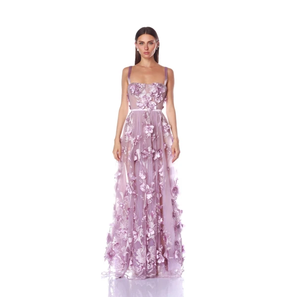 Bronx and Banco Purple Anastasia Lavender Maxi Dress  a harmonious blend of structured elegance and timeless sophistication