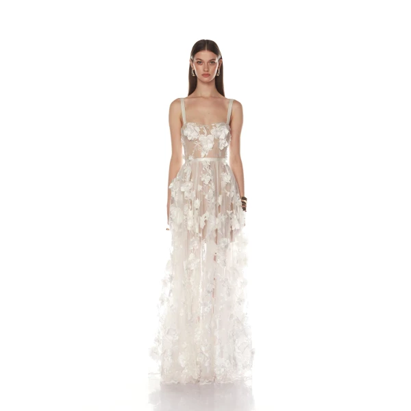 Bronx and Banco White Anastasia White Maxi Dress  a harmonious blend of structured elegance and timeless sophistication.