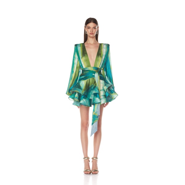 Bronx and Banco Multicolour Bedouin Coastal Mini Dress  a harmonious blend of structured elegance and timeless sophistication