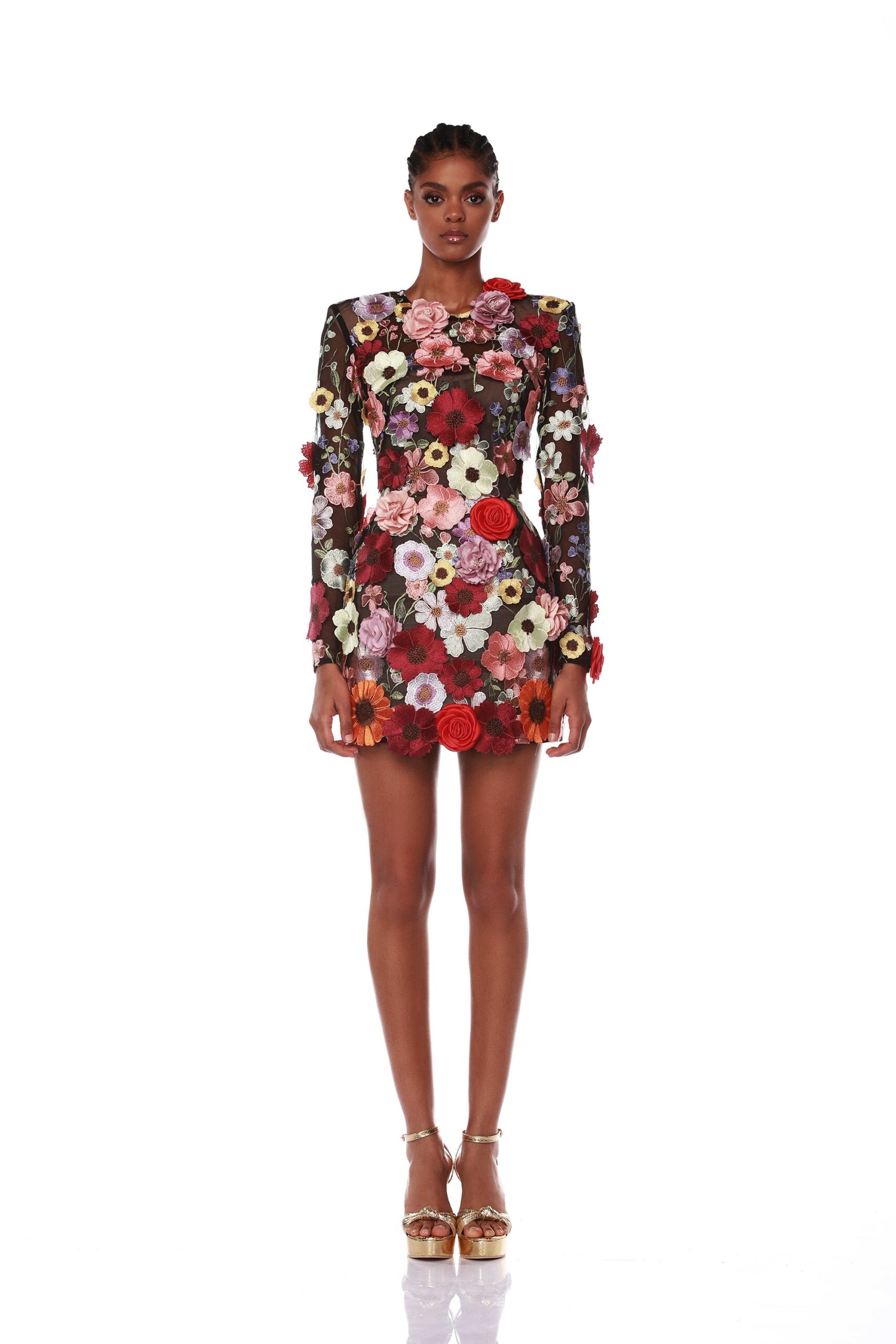 Bronx and Banco Multicolour Bouquet Maraya Multi Long Sleeve Dress  a harmonious blend of structured elegance and timeless sophistication