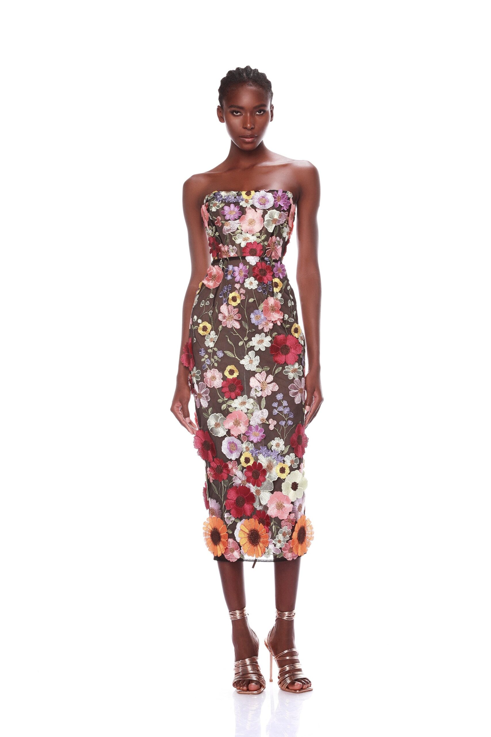 Bronx and Banco Multicolour Bouquet Maraya Multi Midi Dress  a harmonious blend of structured elegance and timeless sophistication
