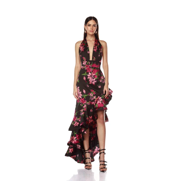 Bronx and Banco Pink Bronte Pink Lily Maxi Dress  a harmonious blend of structured elegance and timeless sophistication.