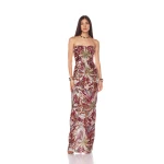 Bronx and Banco Pink Dahlia Fuchsia Multi Maxi Dress  a harmonious blend of structured elegance and timeless sophistication