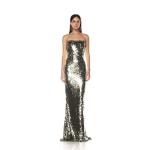 Bronx and Banco Farah Silver Sequin Strapless Gown Bronx and Banco Silver Farah Silver Sequin Strapless Gown a harmonious blend of structured elegance and timeless sophistication