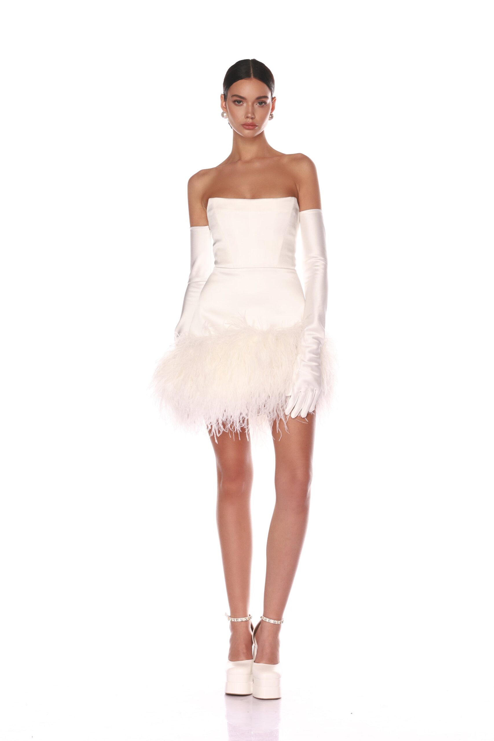 Bronx and Banco White Fiora White Mini Dress  a harmonious blend of structured elegance and timeless sophistication