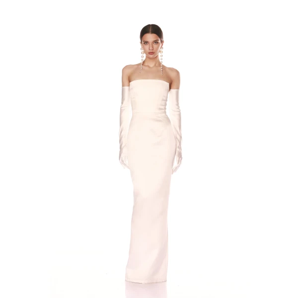 Bronx and Banco Multicolour Florentina Blanc Maxi Dress  a harmonious blend of structured elegance and timeless sophistication