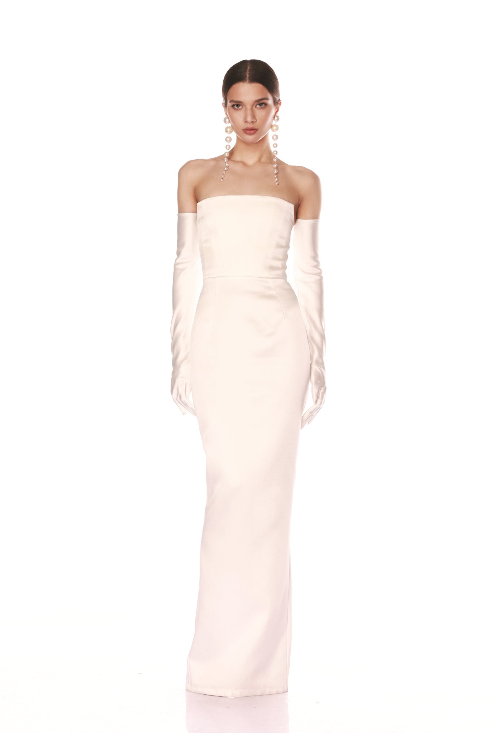 Bronx and Banco Multicolour Florentina Blanc Maxi Dress  a harmonious blend of structured elegance and timeless sophistication