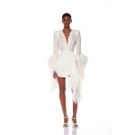 Bronx and Banco Ivory Geisha Blanc Mini Dress  a harmonious blend of structured elegance and timeless sophistication