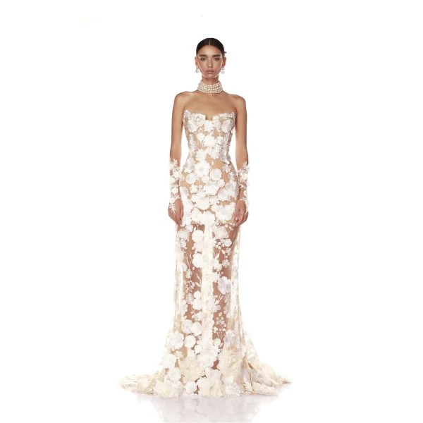 Bronx and Banco Ivory Jasmine Blanc Bridal Gown  a harmonious blend of structured elegance and timeless sophistication.