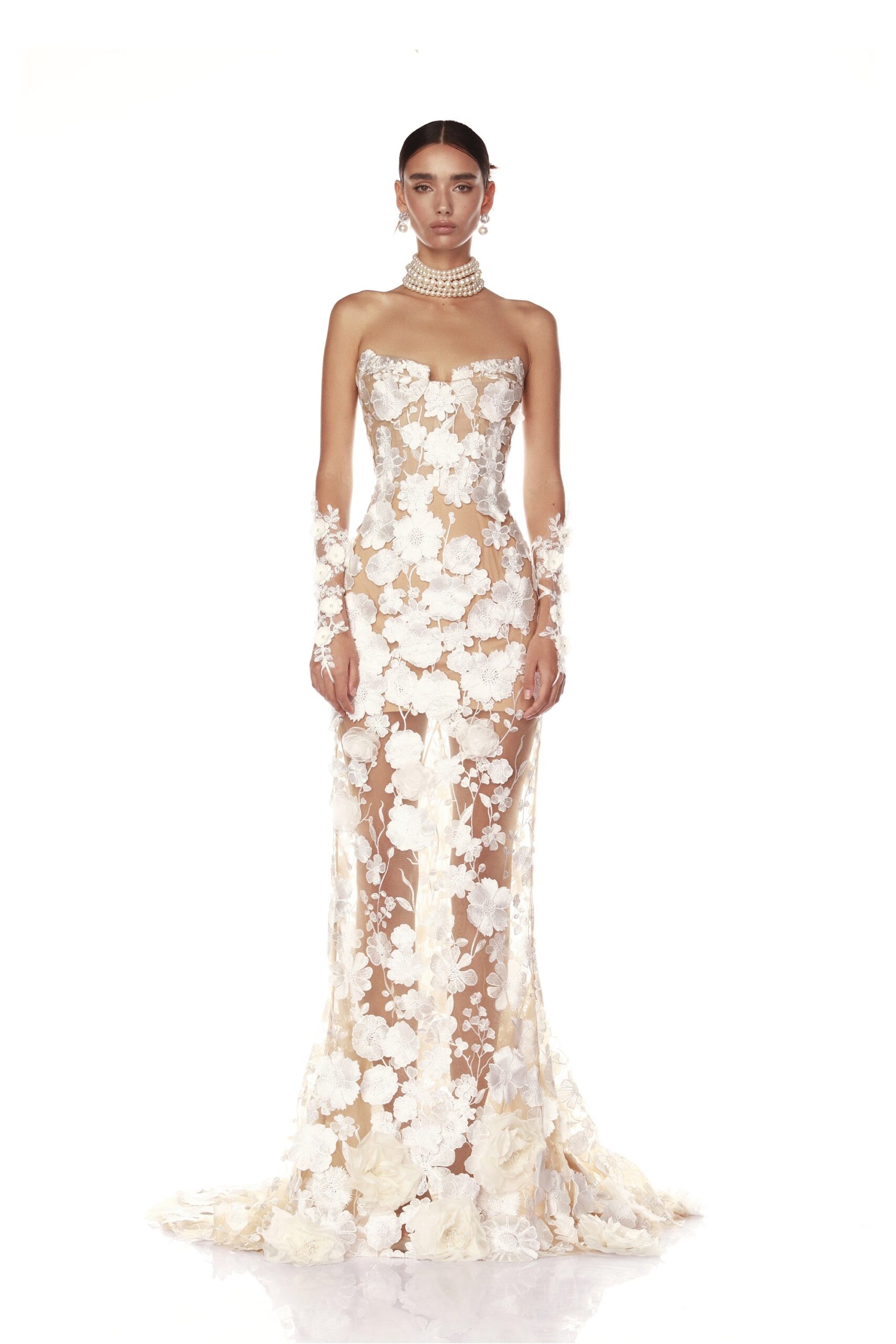 Bronx and Banco Ivory Jasmine Blanc Bridal Gown  a harmonious blend of structured elegance and timeless sophistication