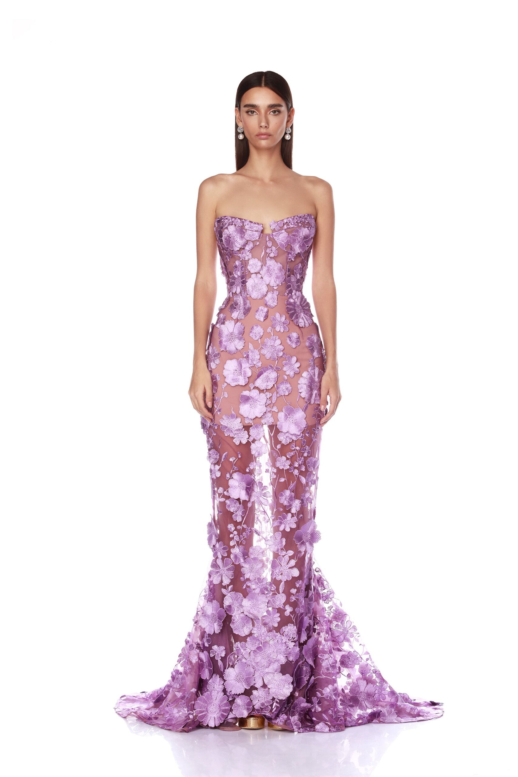 Bronx and Banco Purple Jasmine Lilac Gown  a harmonious blend of structured elegance and timeless sophistication
