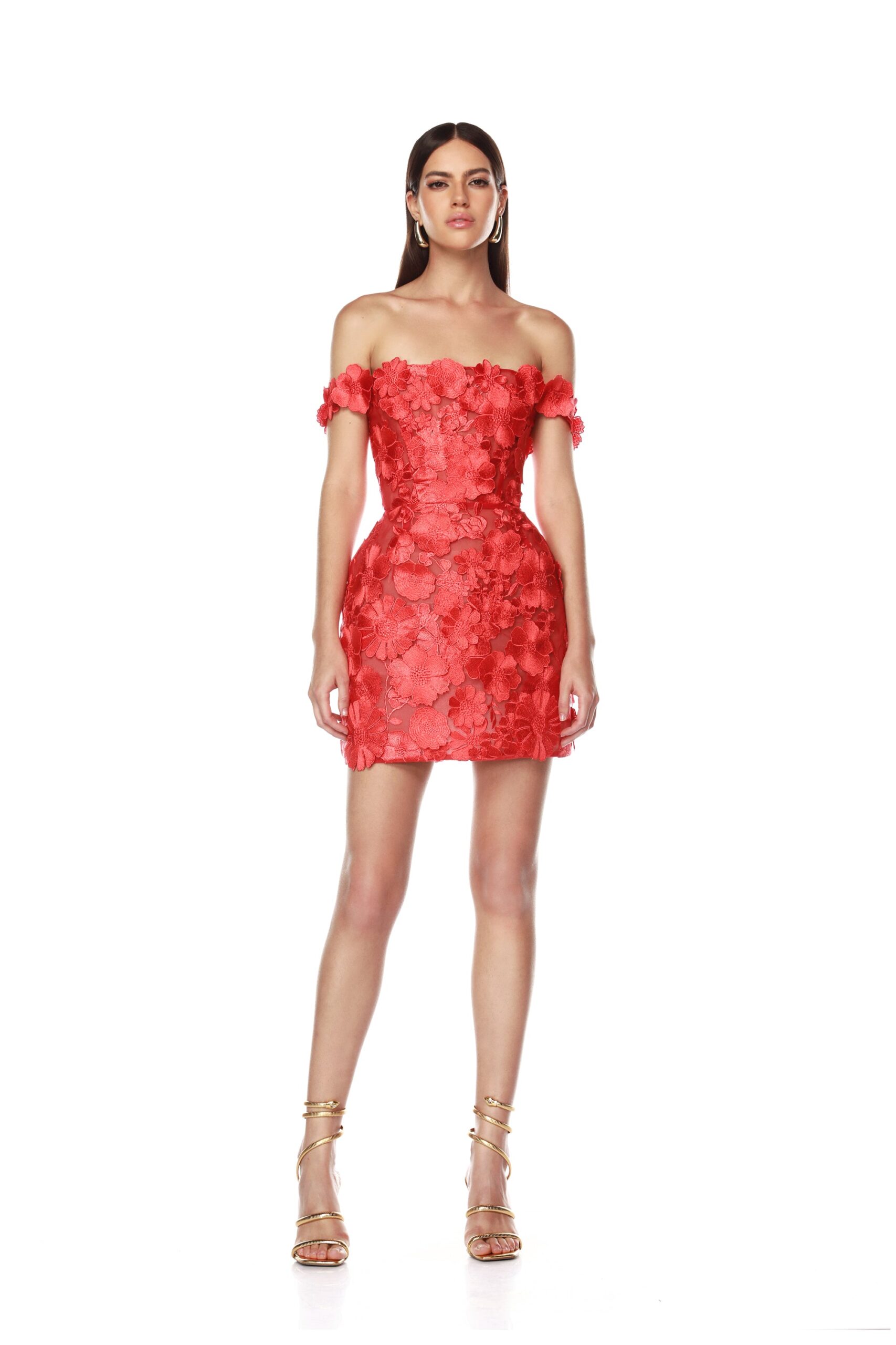 Bronx and Banco Red Jasmine Maraya Off The Shoulder Red Mini Dress  a harmonious blend of structured elegance and timeless sophistication