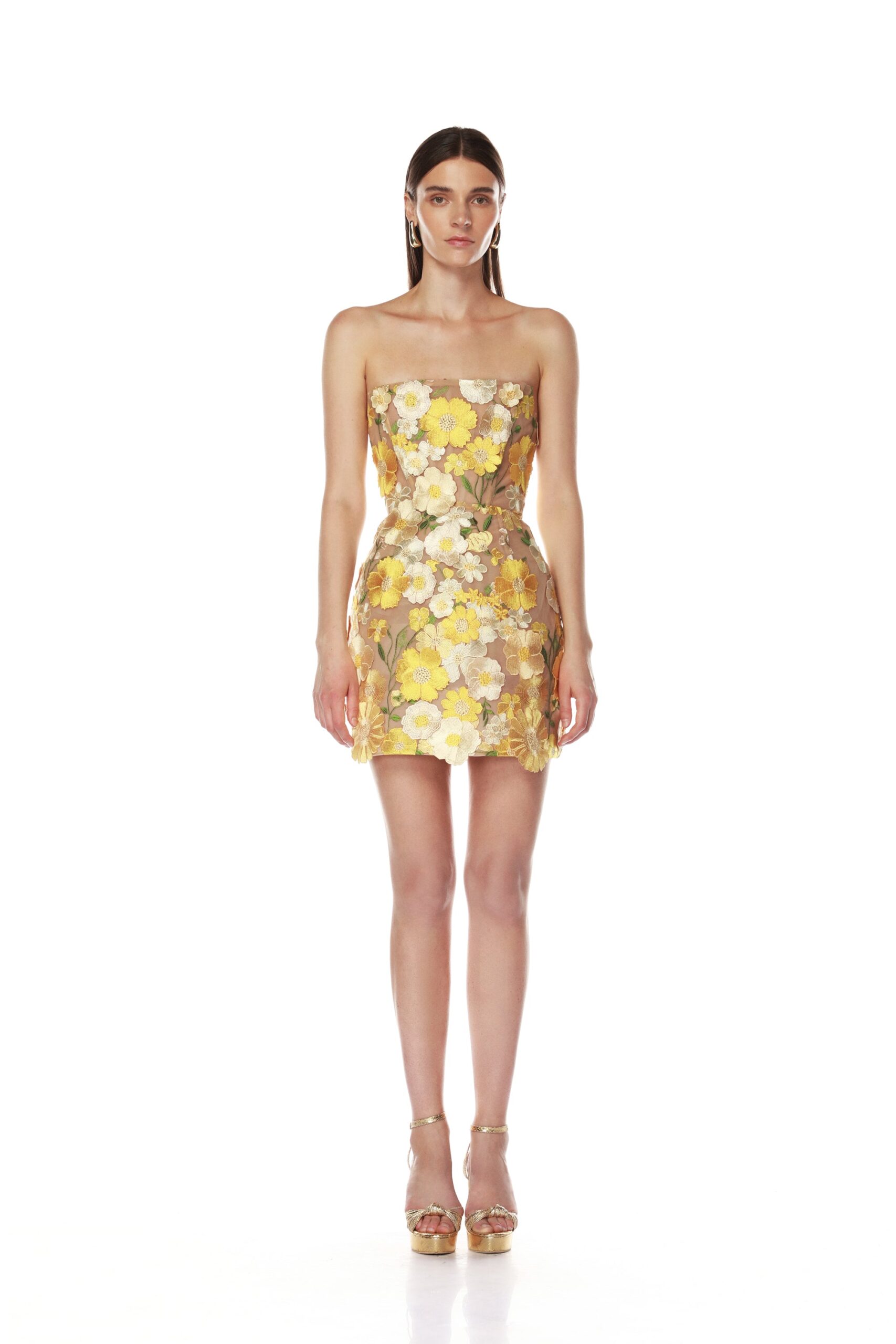 Bronx and Banco Yellow Jasmine Maraya Yellow Mini Dress  a harmonious blend of structured elegance and timeless sophistication