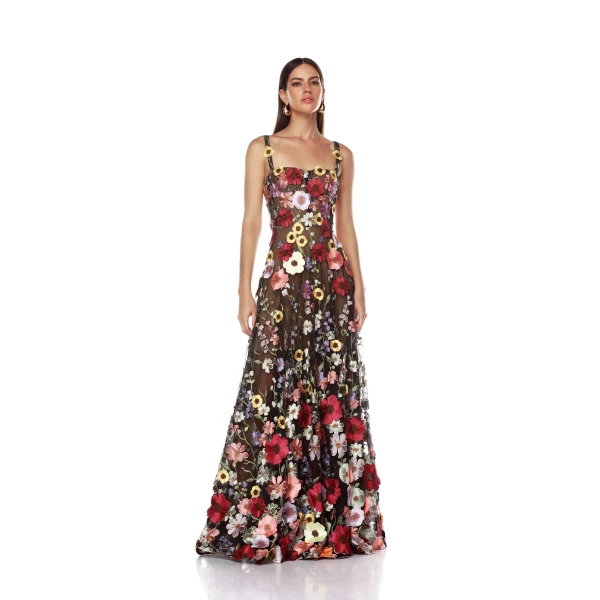 Bronx and Banco Multicolour Jasmine Multi Floral Maxi Dress  a harmonious blend of structured elegance and timeless sophistication.