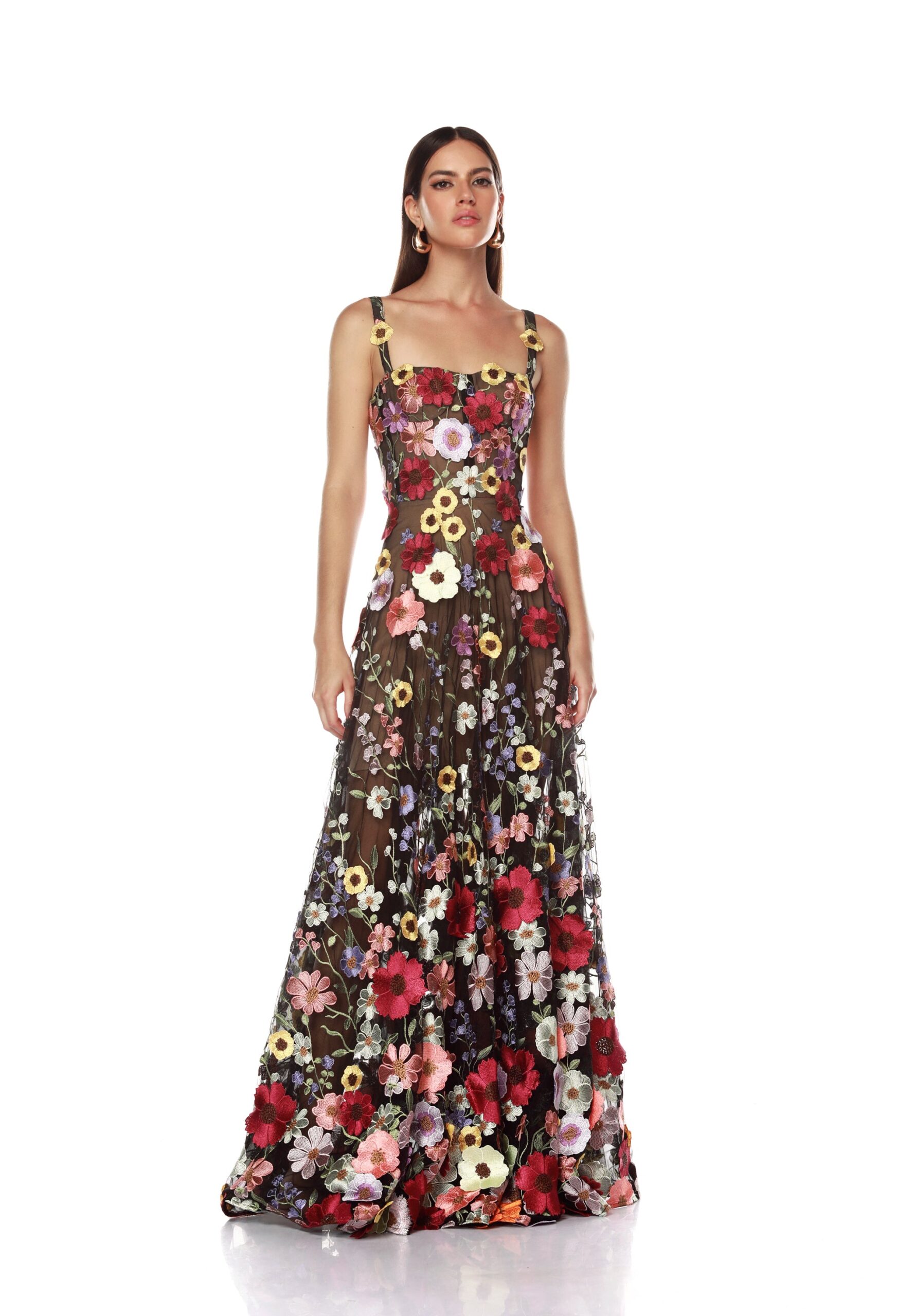 Bronx and Banco Multicolour Jasmine Multi Floral Maxi Dress  a harmonious blend of structured elegance and timeless sophistication