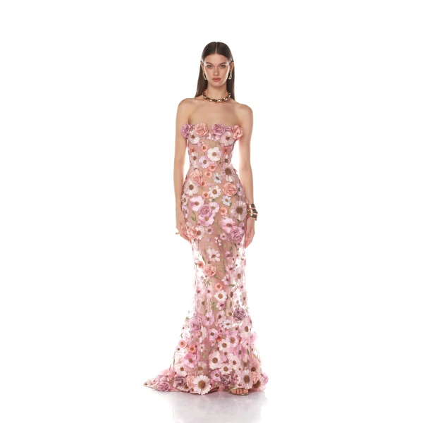 Bronx and Banco Pink Jasmine Pastel Pink Gown  a harmonious blend of structured elegance and timeless sophistication