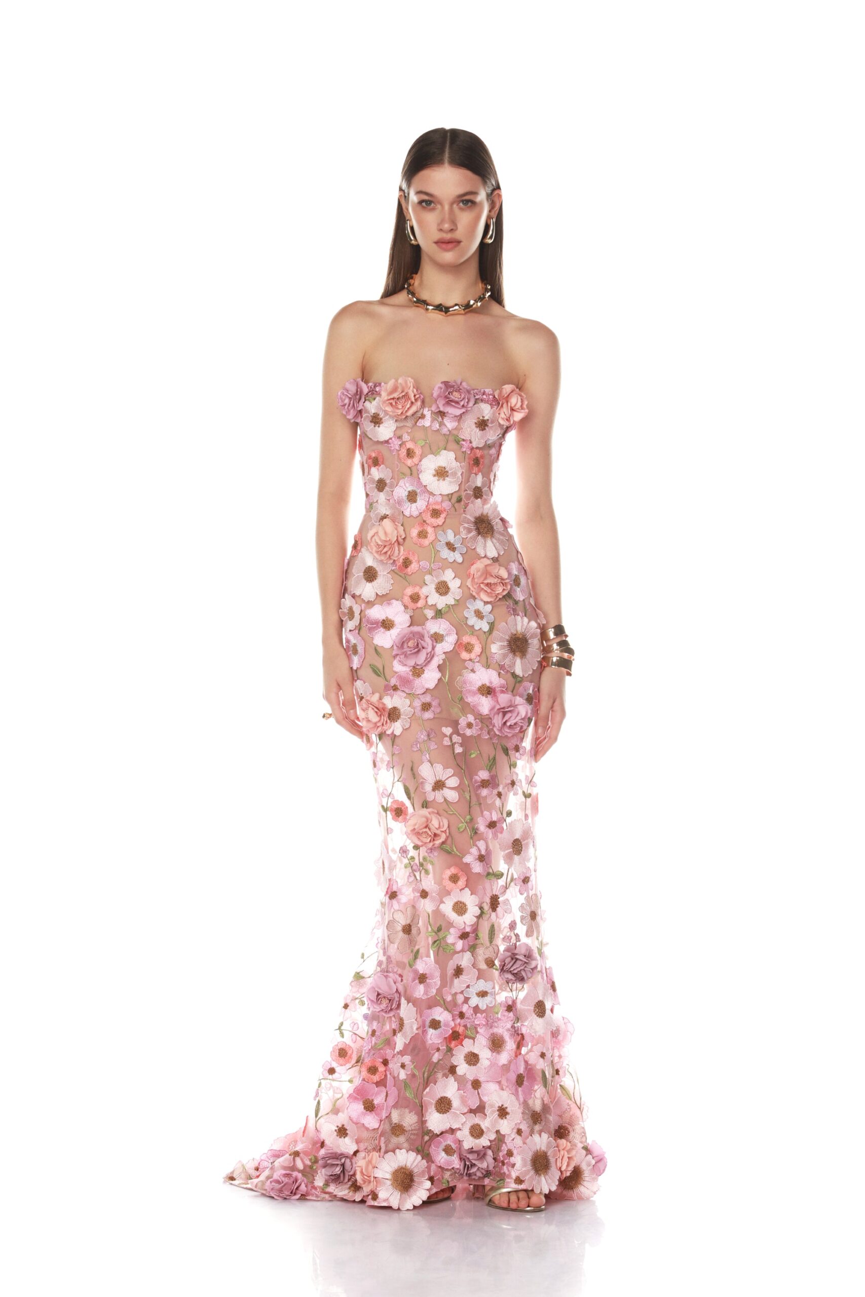 Bronx and Banco Pink Jasmine Pastel Pink Gown  a harmonious blend of structured elegance and timeless sophistication