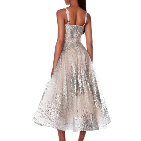 Bronx and Banco Mademoiselle Silver Midi Dress, view 4
