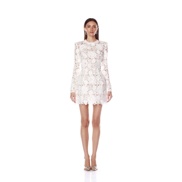 Bronx and Banco White Maia Mini Dress  a harmonious blend of structured elegance and timeless sophistication.