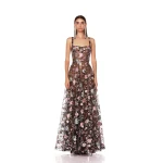 Bronx and Banco Midnight Embroidered Floral Gown Bronx and Banco Red Midnight Embroidered Floral Gown a harmonious blend of structured elegance and timeless sophistication
