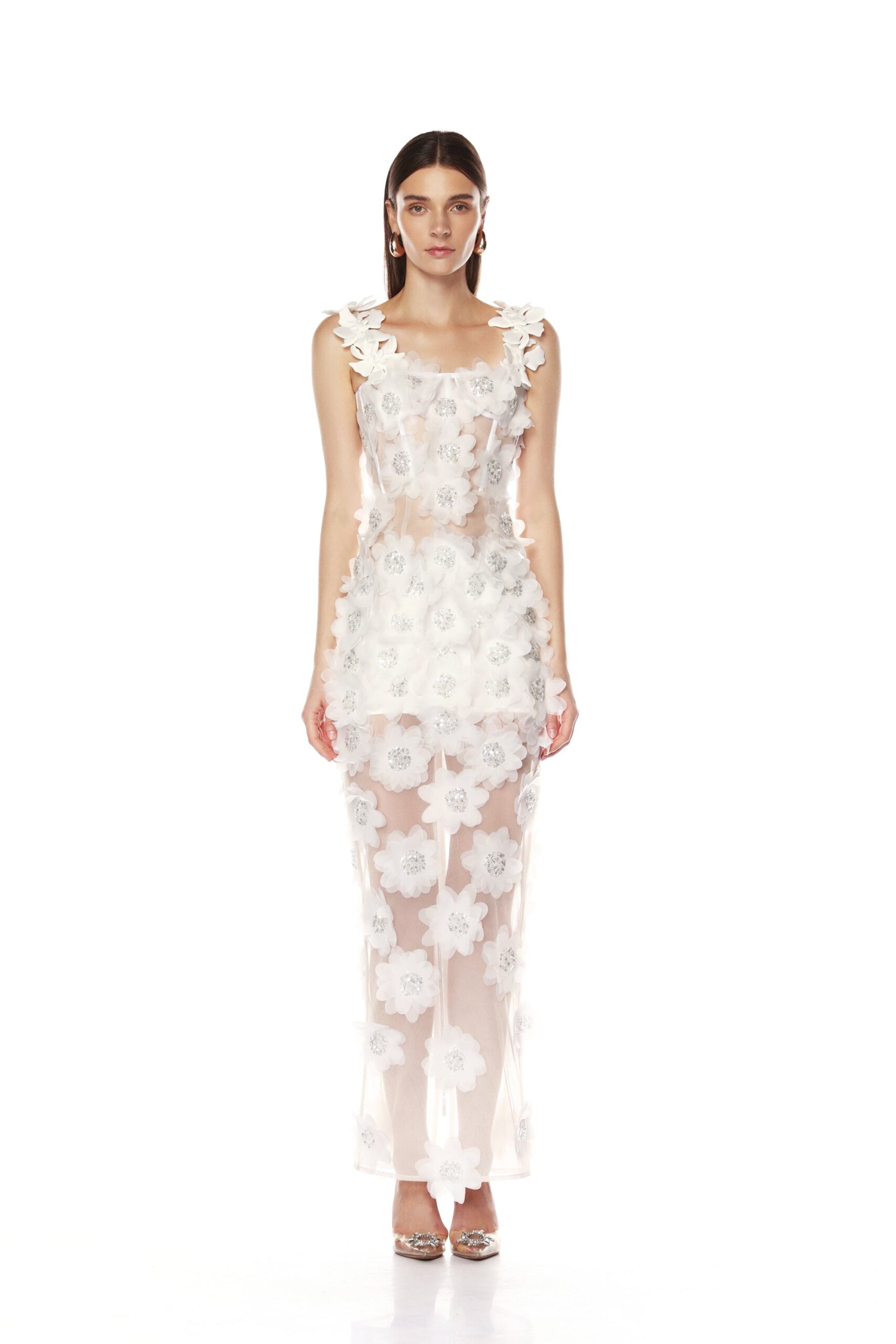 Bronx and Banco White Rosalie White Maxi Dress  a harmonious blend of structured elegance and timeless sophistication