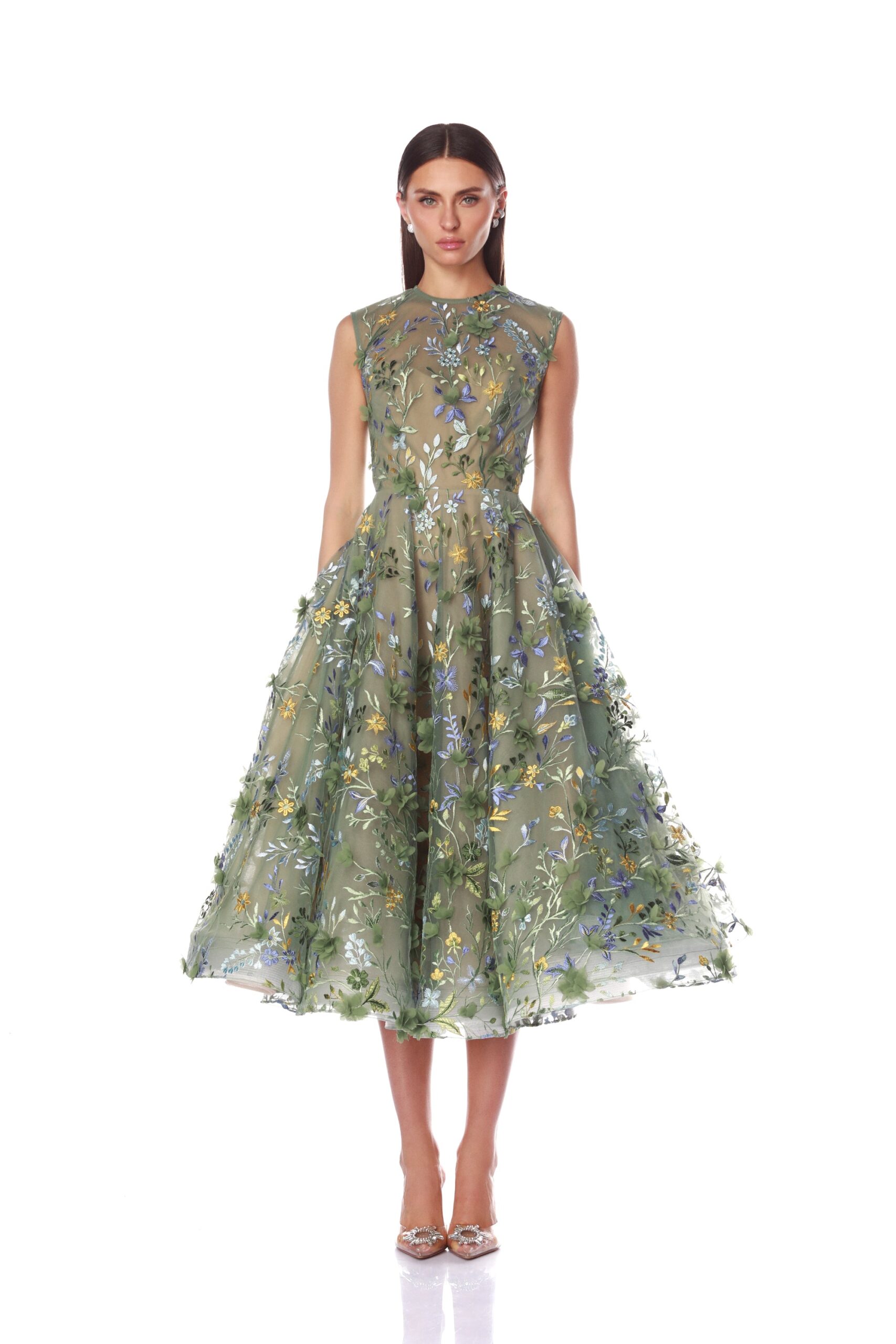 Bronx and Banco Saba Floral Green Midi Dress Bronx and Banco Green Saba Floral Green Midi Dress a harmonious blend of structured elegance and timeless sophistication