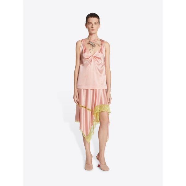 with contrast lace trim.