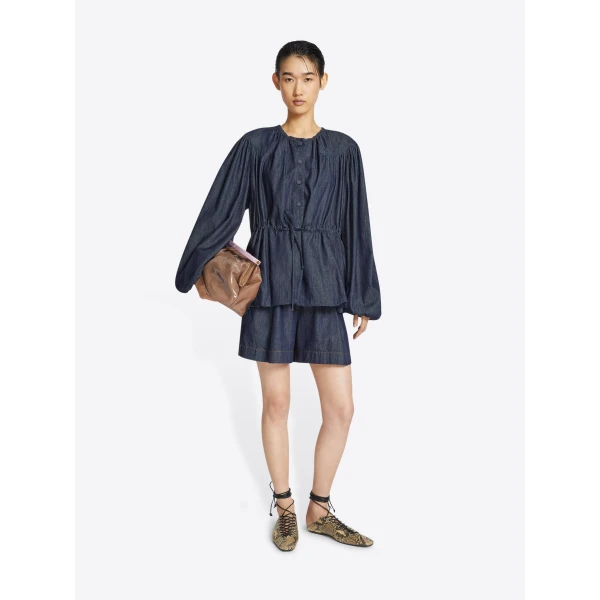 in lightweight rinsed indigo denim.