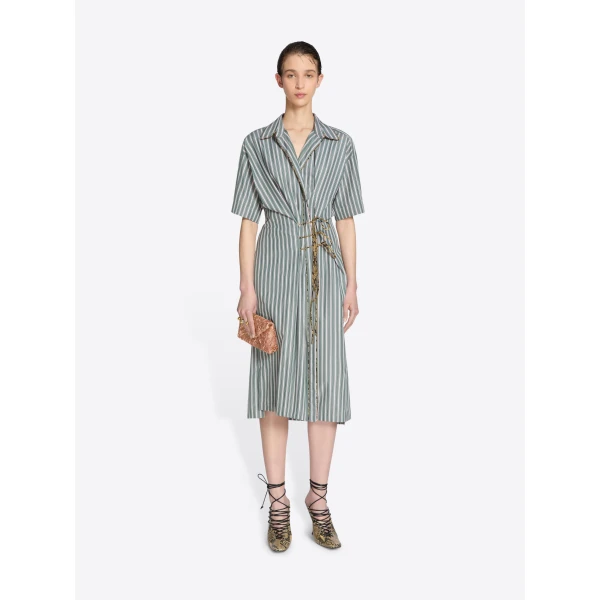 in striped cotton poplin.